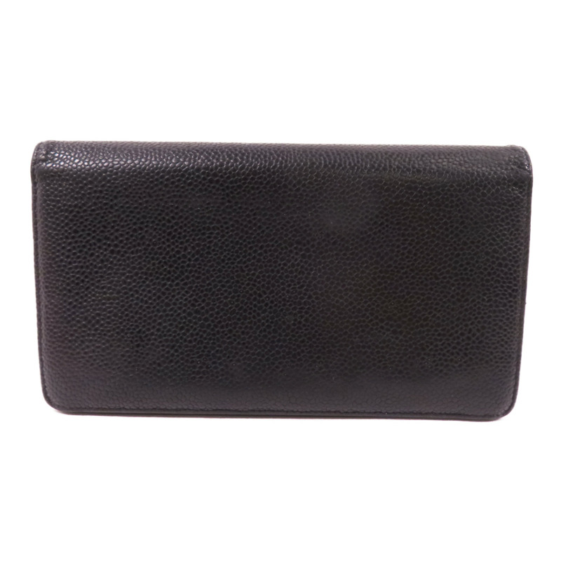 CHANEL 牛皮皮革Long Wallet銀扣長錢包-1