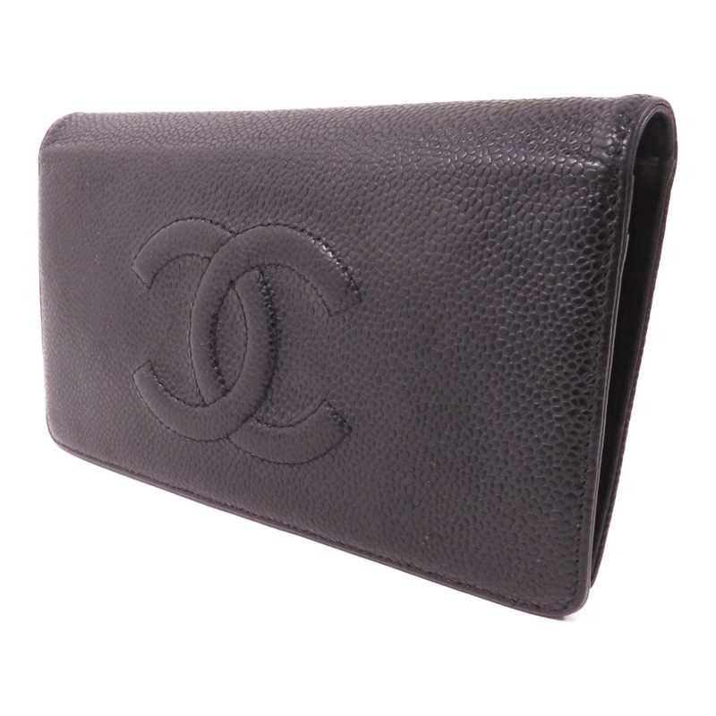 CHANEL 牛皮皮革Long Wallet銀扣長錢包-2