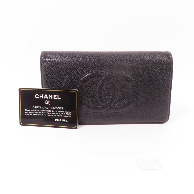 CHANEL 牛皮皮革Long Wallet銀扣長錢包-22