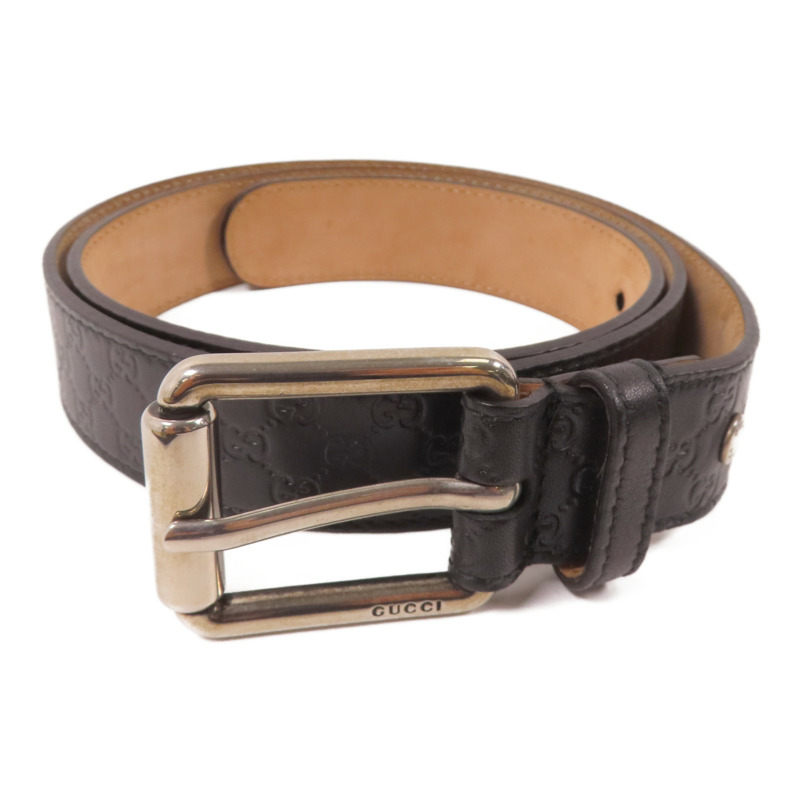 GUCCI 牛皮皮革Belt銀扣皮帶-4