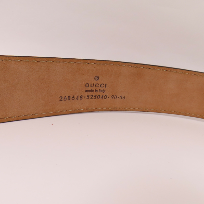 GUCCI 牛皮皮革Belt銀扣皮帶-5