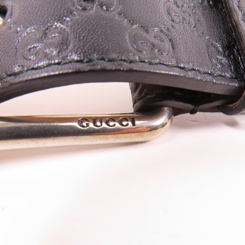 GUCCI 牛皮皮革Belt銀扣皮帶-9