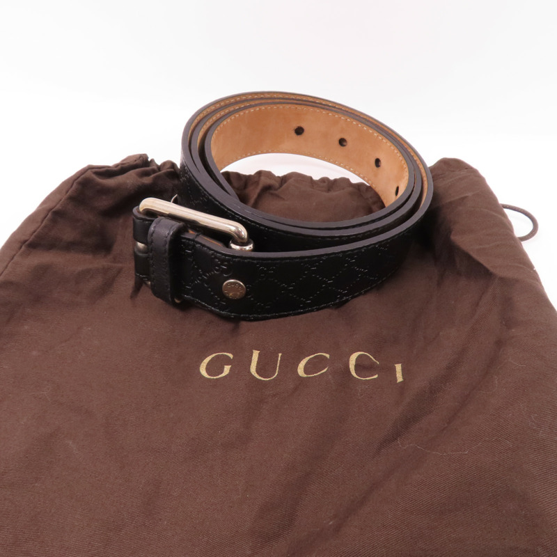 GUCCI 牛皮皮革Belt銀扣皮帶-11