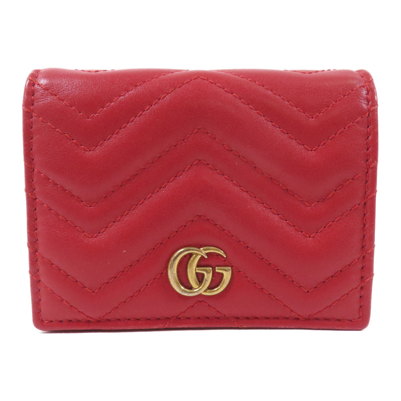 GUCCI 牛皮皮革GG Marmont Wallet金扣短錢包-0