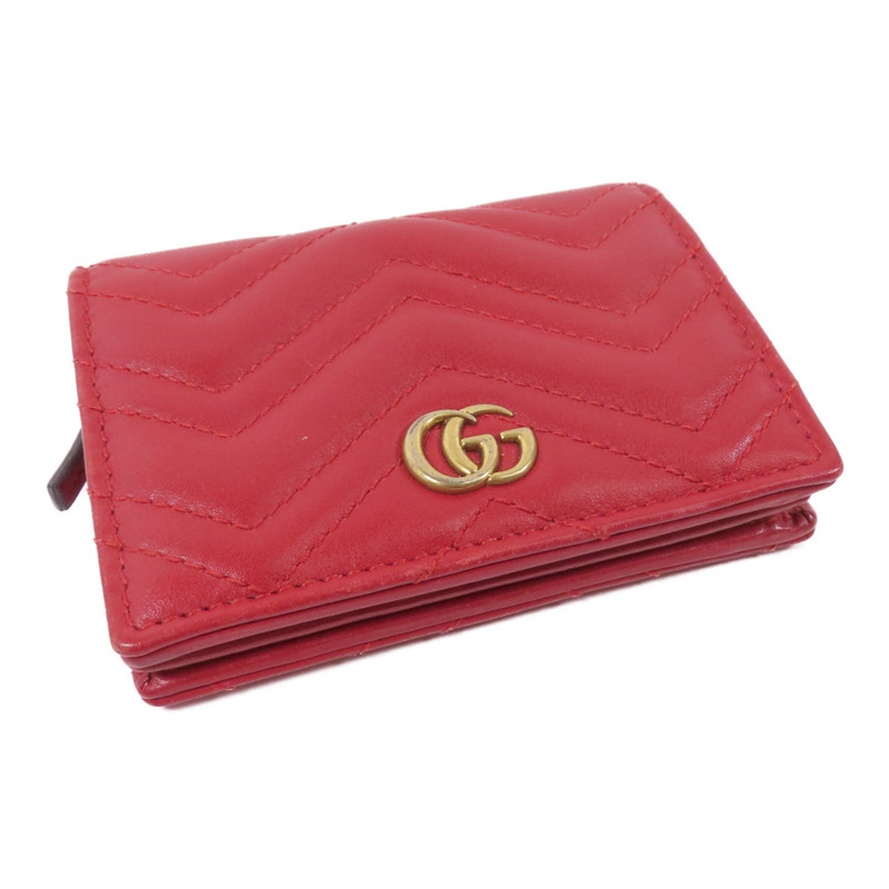 GUCCI 牛皮皮革GG Marmont Wallet金扣短錢包-3