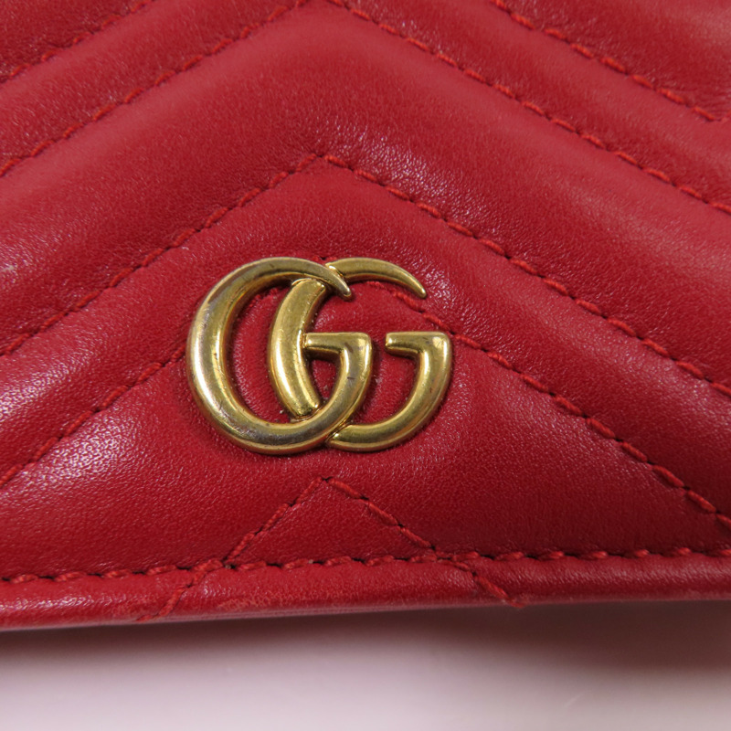 GUCCI 牛皮皮革GG Marmont Wallet金扣短錢包-5