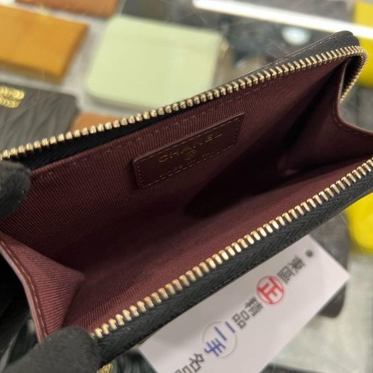 東區正精品㊣CHANEL AP3179 香奈兒黑色荔枝牛皮金L型拉鍊卡片零錢包 RZ6226-3
