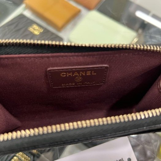 東區正精品㊣CHANEL AP3179 香奈兒黑色荔枝牛皮金L型拉鍊卡片零錢包 RZ6226-4