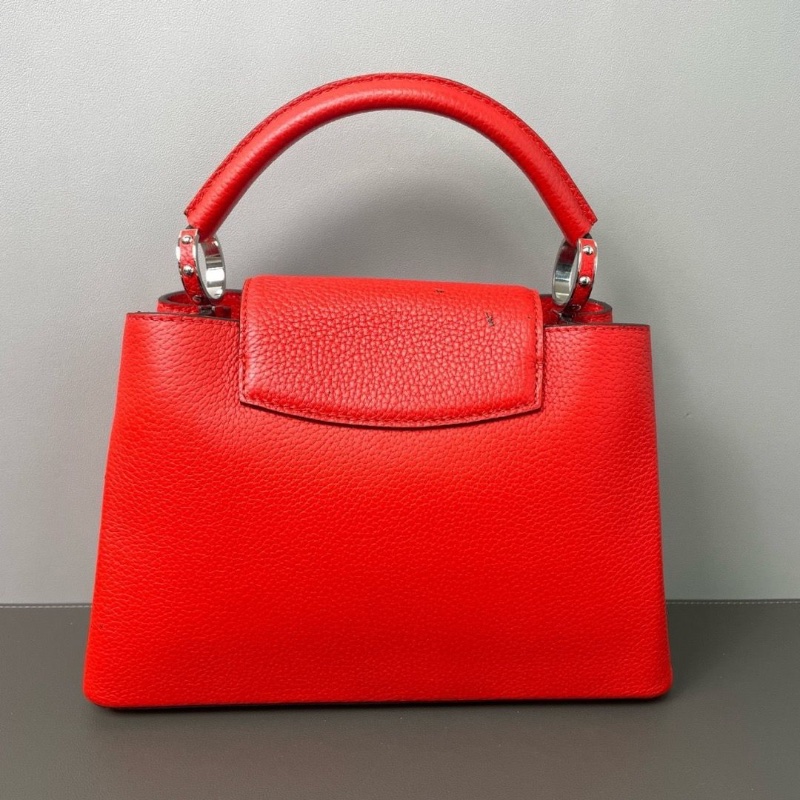 LV Capucines BB 紅色荔枝紋牛皮搭配銀色五金 27*17.5*8 98新配件塵袋-2