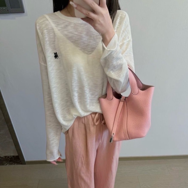 Hermes picotin18 櫻花粉 銀扣TC皮 18*18*13 99新配件塵袋-0