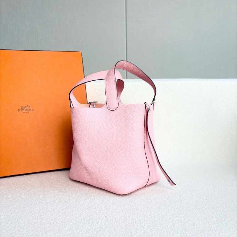 Hermes picotin18 櫻花粉 銀扣TC皮 18*18*13 99新配件塵袋-3