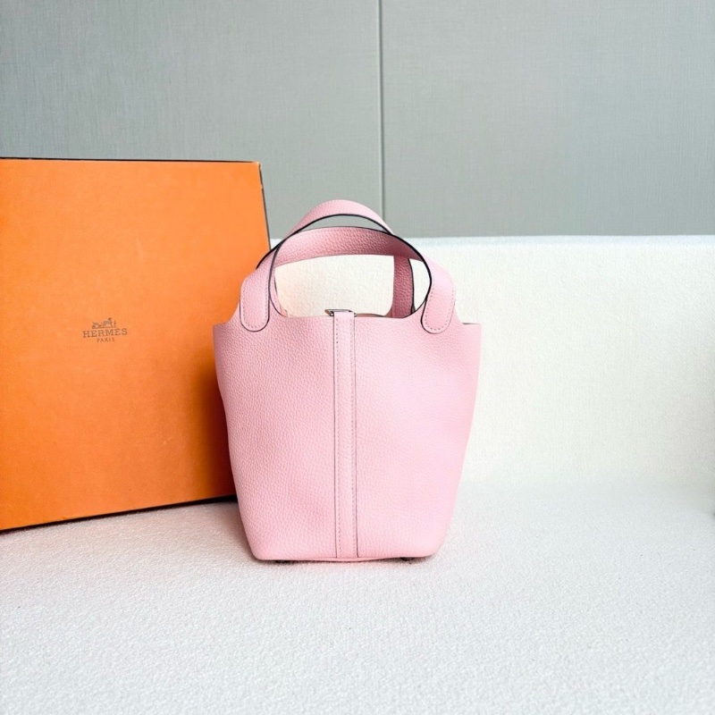 Hermes picotin18 櫻花粉 銀扣TC皮 18*18*13 99新配件塵袋-5