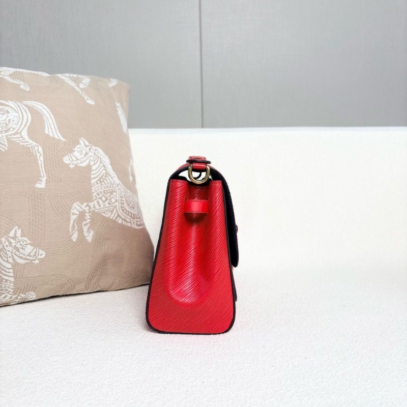 LV水波紋Cluny Boccador手提斜背包紅色金扣牛皮芯片款25*20*7 99新配件塵袋-7