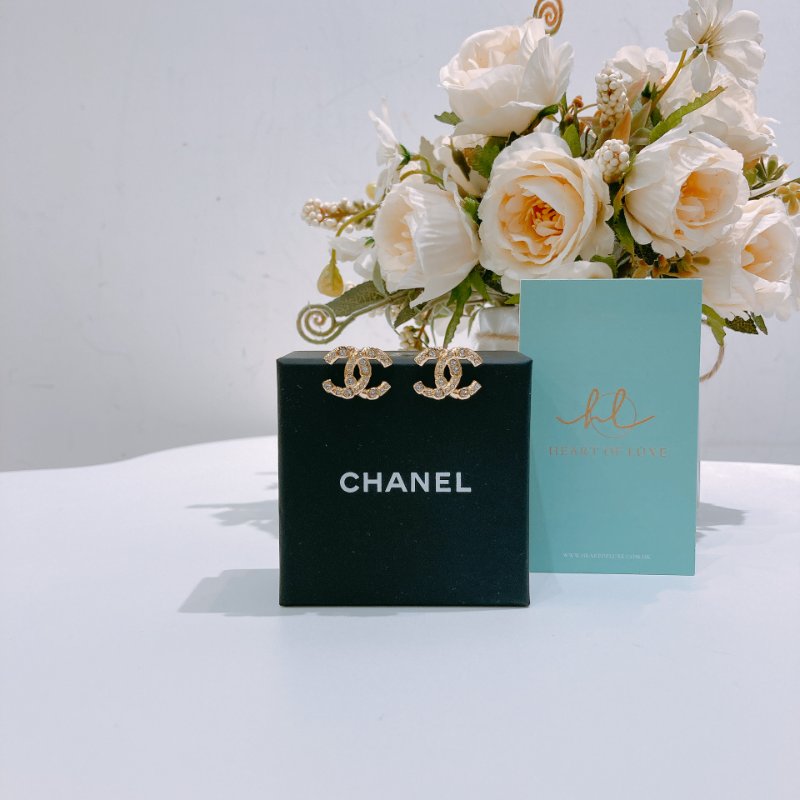 TW4728 Chanel 香奈兒CC字耳環 Crystal CC Logo Earrings-1