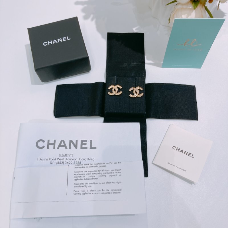 TW4728 Chanel 香奈兒CC字耳環 Crystal CC Logo Earrings-10