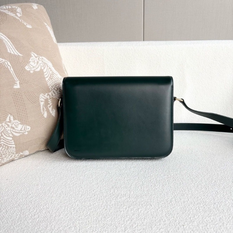 Celine 凱旋門Teenbox豆腐包大號 墨綠色金扣24*20*5.5 99新配件塵袋-2