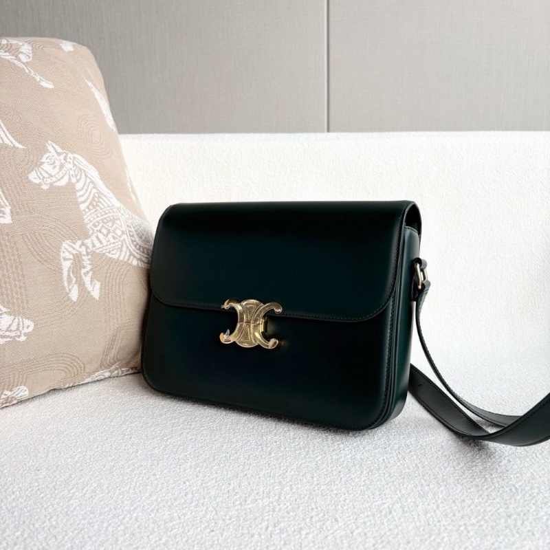 Celine 凱旋門Teenbox豆腐包大號 墨綠色金扣24*20*5.5 99新配件塵袋-3