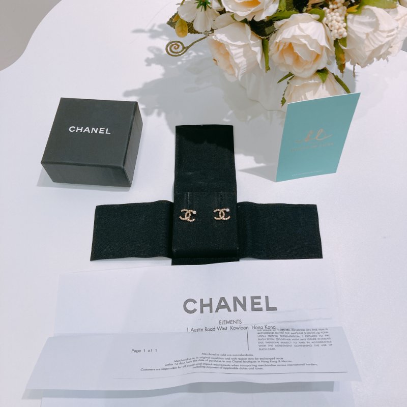TW4729	Chanel 香奈兒CC一粒水晶耳環 One Crystal CC Logo Earrings-10