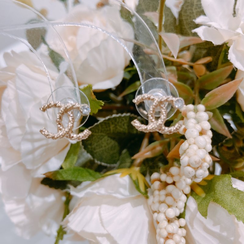 TW4729	Chanel 香奈兒CC一粒水晶耳環 One Crystal CC Logo Earrings-12