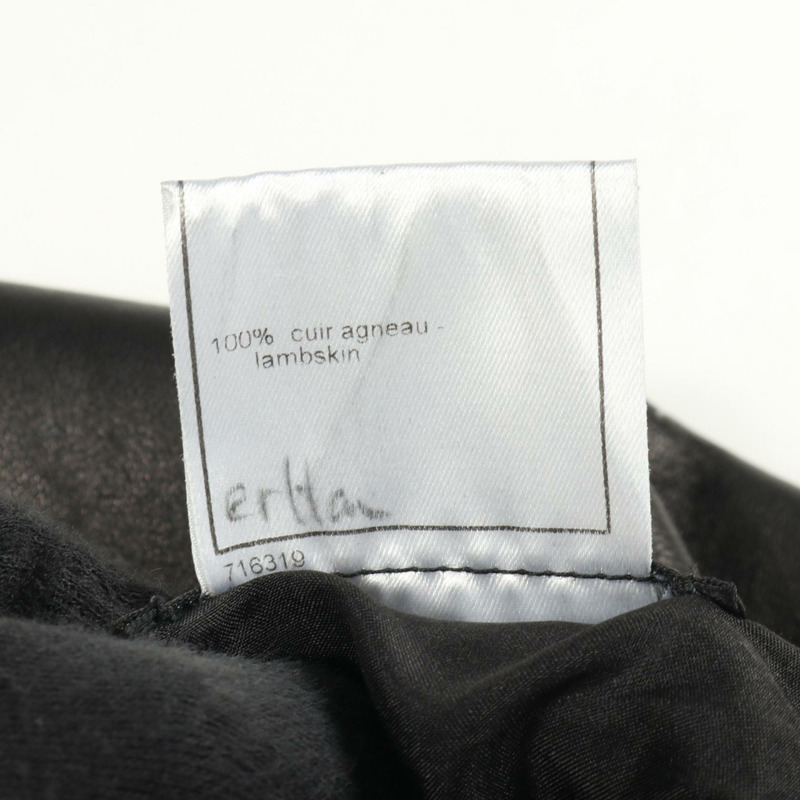 香奈兒 COCO 標誌羊皮半身裙，黑色，二手女款-3