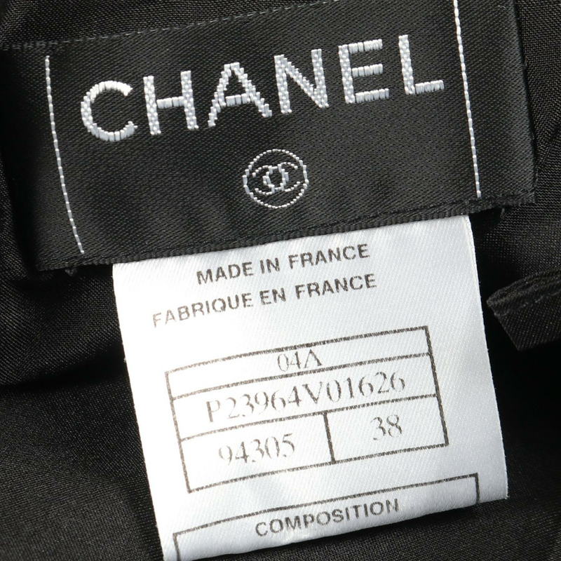 香奈兒 COCO 標誌羊皮半身裙，黑色，二手女款-4