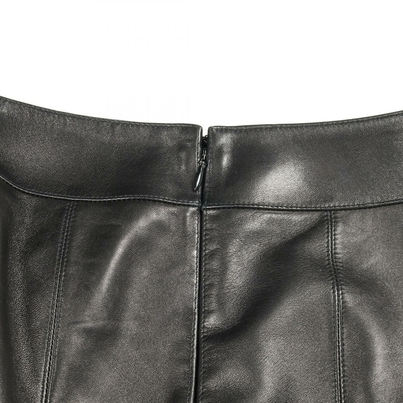 香奈兒 COCO 標誌羊皮半身裙，黑色，二手女款-5