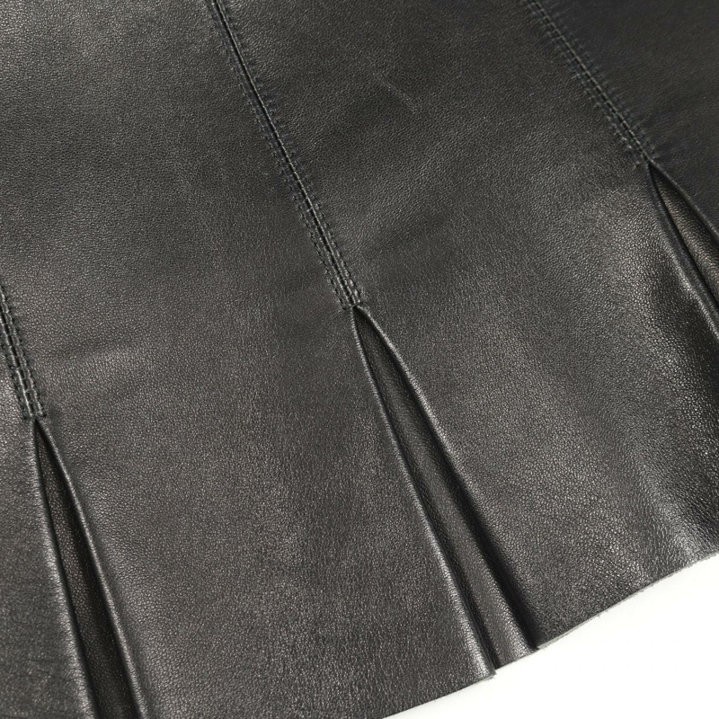 香奈兒 COCO 標誌羊皮半身裙，黑色，二手女款-7