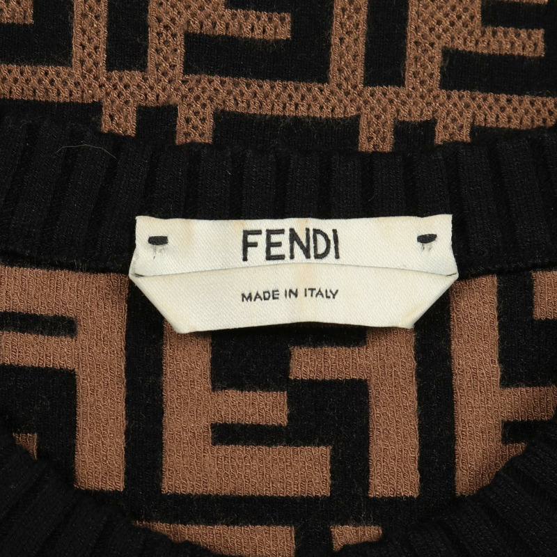 FENDI Zucca圖案連身裙，人造絲聚酯材質，棕色/黑色，二手女裝-2