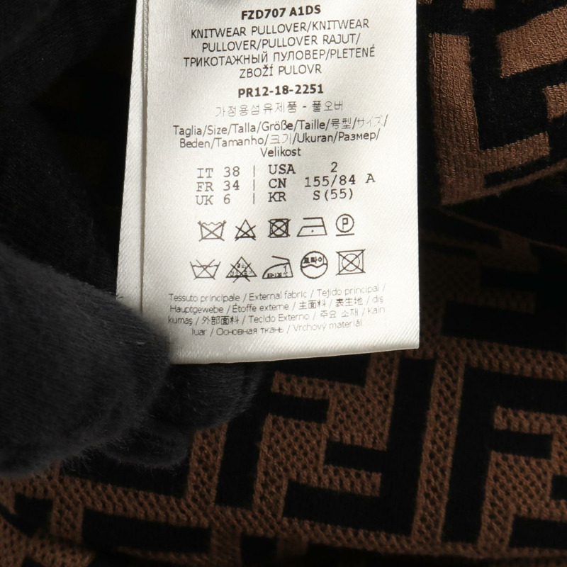 FENDI Zucca圖案連身裙，人造絲聚酯材質，棕色/黑色，二手女裝-4