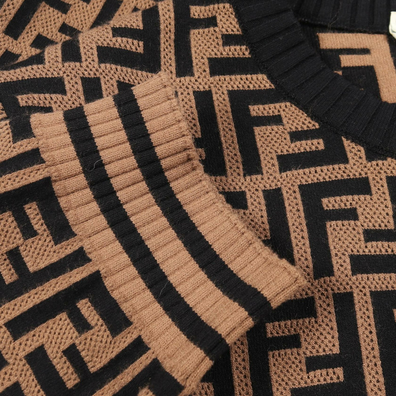 FENDI Zucca圖案連身裙，人造絲聚酯材質，棕色/黑色，二手女裝-8