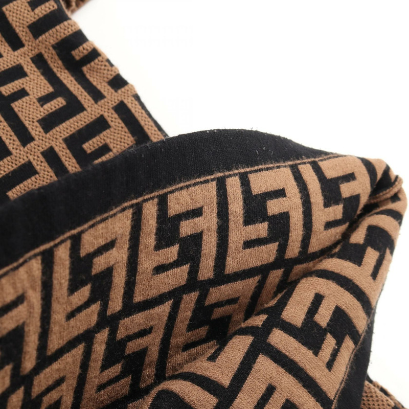 FENDI Zucca圖案連身裙，人造絲聚酯材質，棕色/黑色，二手女裝-9