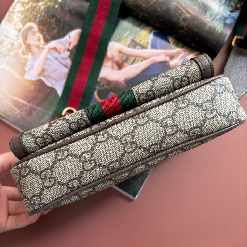 ::GUCCI:: 746308 Ophidia GG Supreme 烏木色綠紅織帶翻蓋相機包 斜背包-4