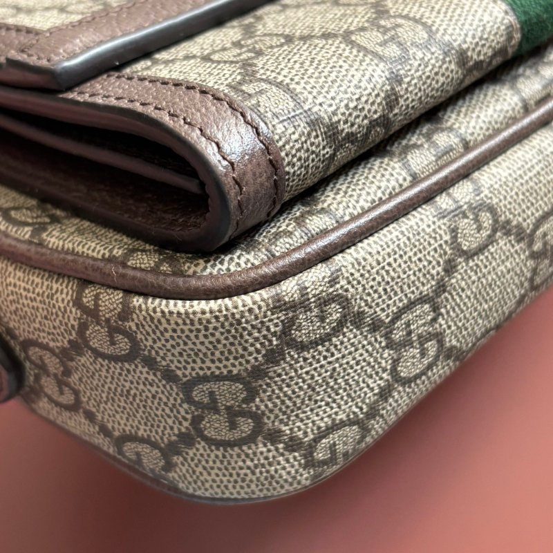 ::GUCCI:: 746308 Ophidia GG Supreme 烏木色綠紅織帶翻蓋相機包 斜背包-9