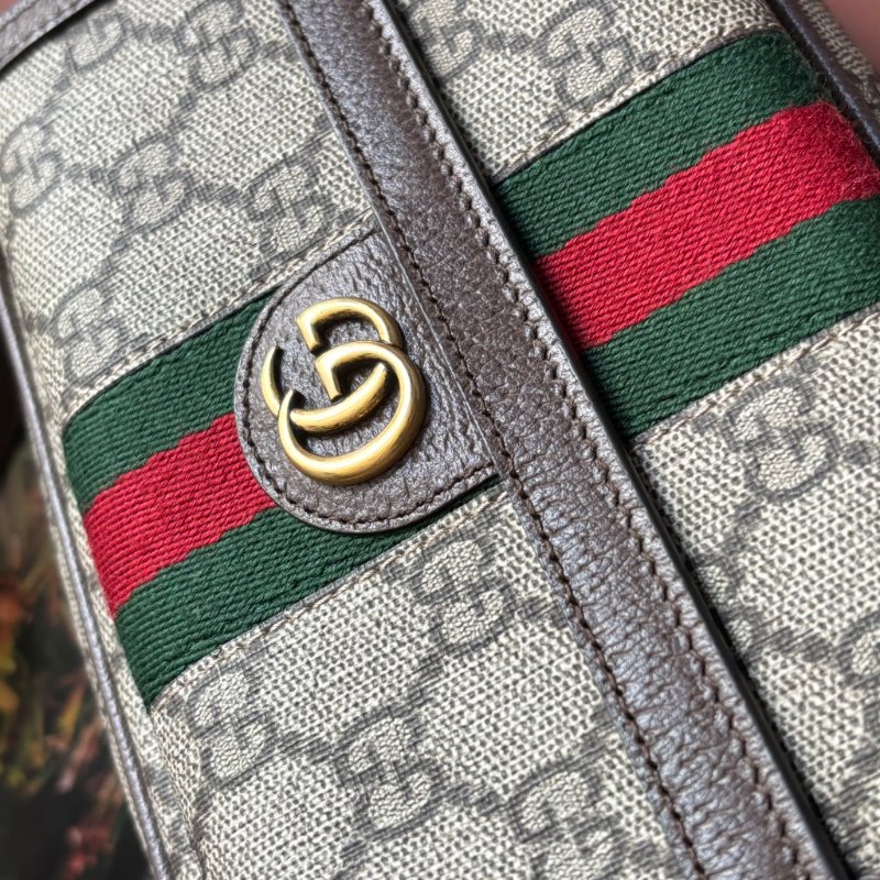 ::GUCCI:: 746308 Ophidia GG Supreme 烏木色綠紅織帶翻蓋相機包 斜背包-10