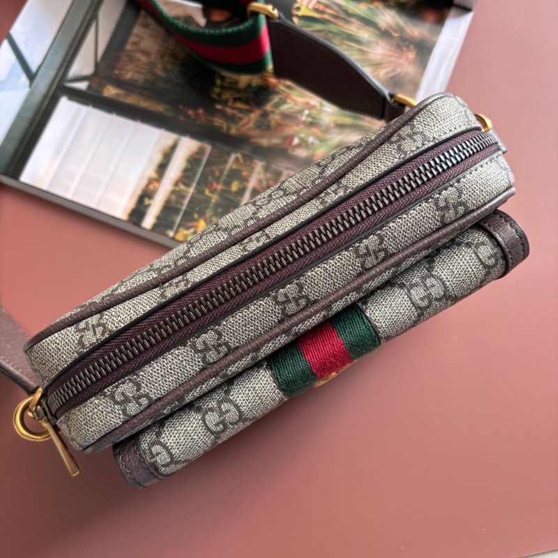 ::GUCCI:: 746308 Ophidia GG Supreme 烏木色綠紅織帶翻蓋相機包 斜背包-11