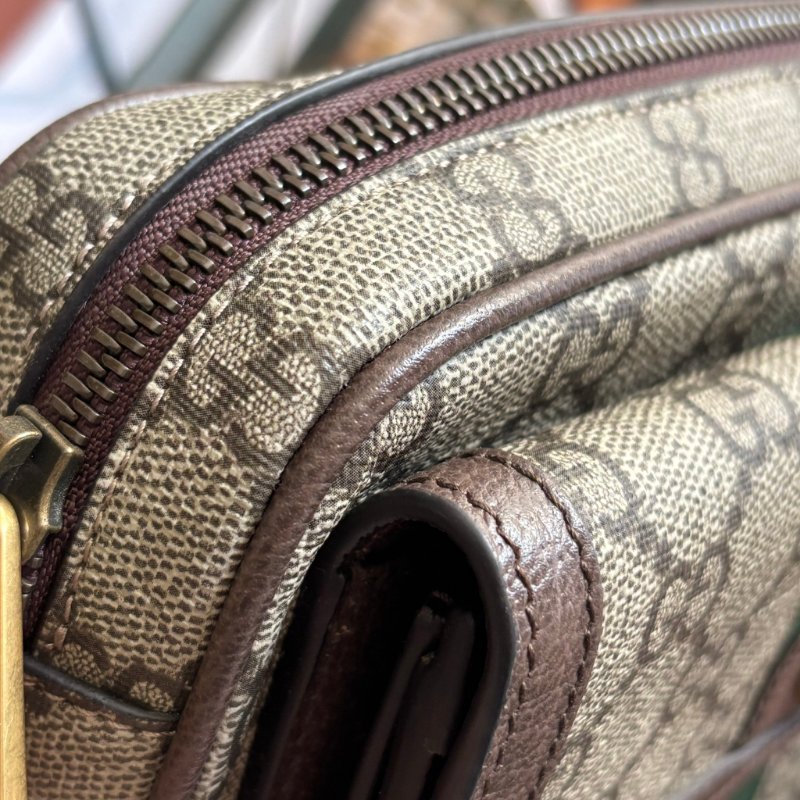 ::GUCCI:: 746308 Ophidia GG Supreme 烏木色綠紅織帶翻蓋相機包 斜背包-14