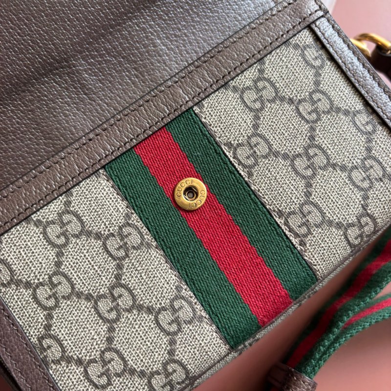 ::GUCCI:: 746308 Ophidia GG Supreme 烏木色綠紅織帶翻蓋相機包 斜背包-17
