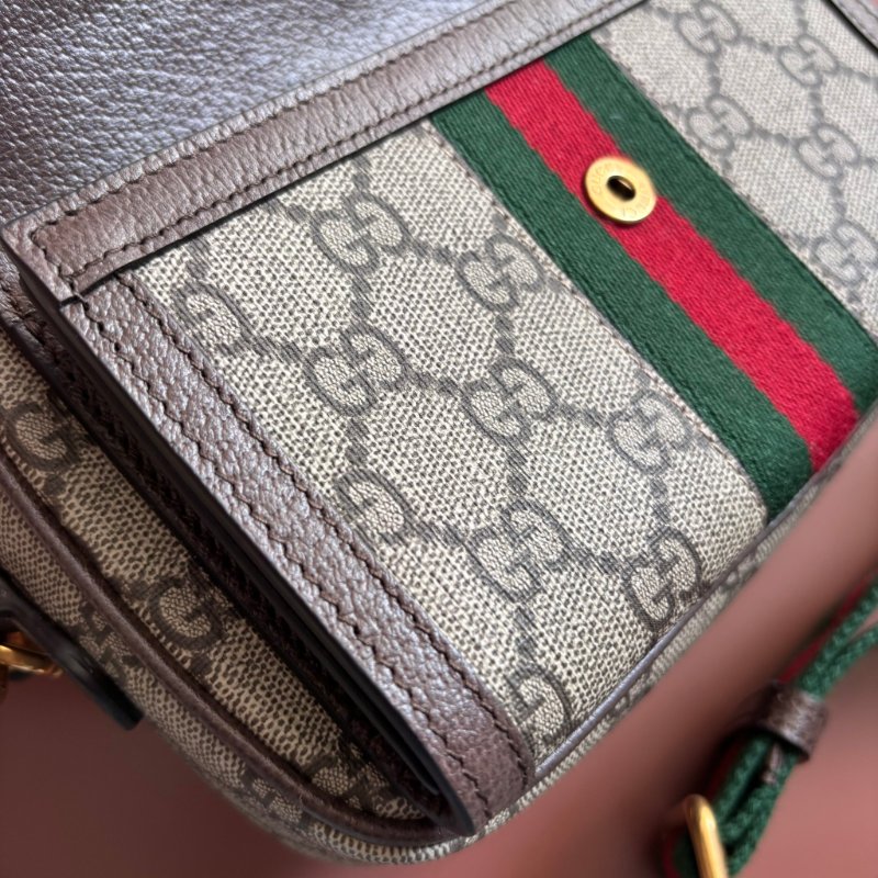 ::GUCCI:: 746308 Ophidia GG Supreme 烏木色綠紅織帶翻蓋相機包 斜背包-20