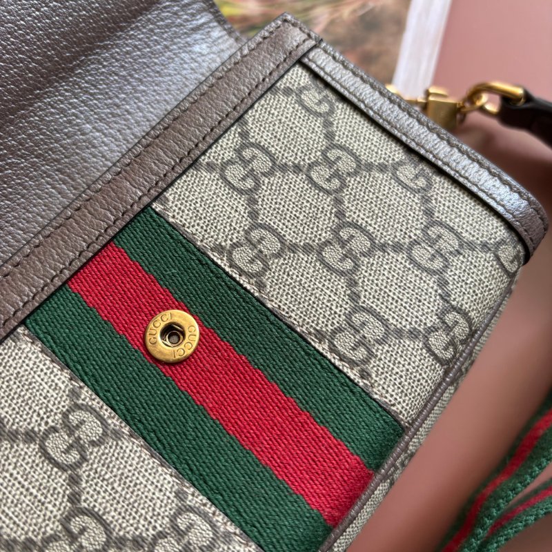::GUCCI:: 746308 Ophidia GG Supreme 烏木色綠紅織帶翻蓋相機包 斜背包-21