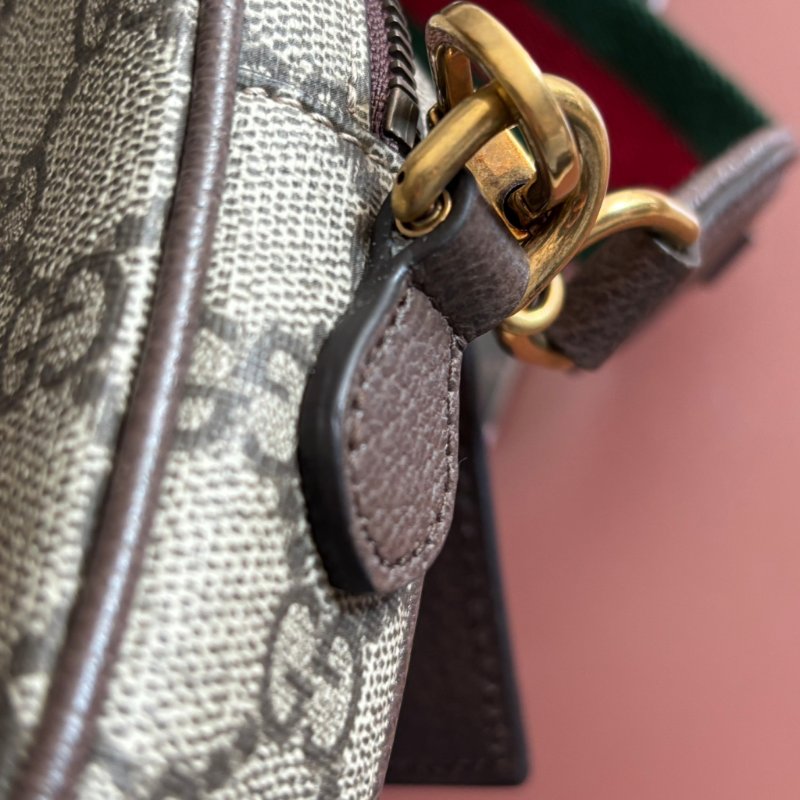 ::GUCCI:: 746308 Ophidia GG Supreme 烏木色綠紅織帶翻蓋相機包 斜背包-30