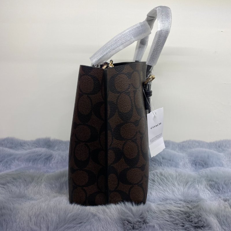 全新閒置品 Coach Mollie 滿版老花手提包(深咖)-1