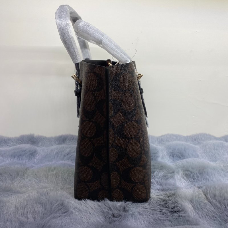 全新閒置品 Coach Mollie 滿版老花手提包(深咖)-3