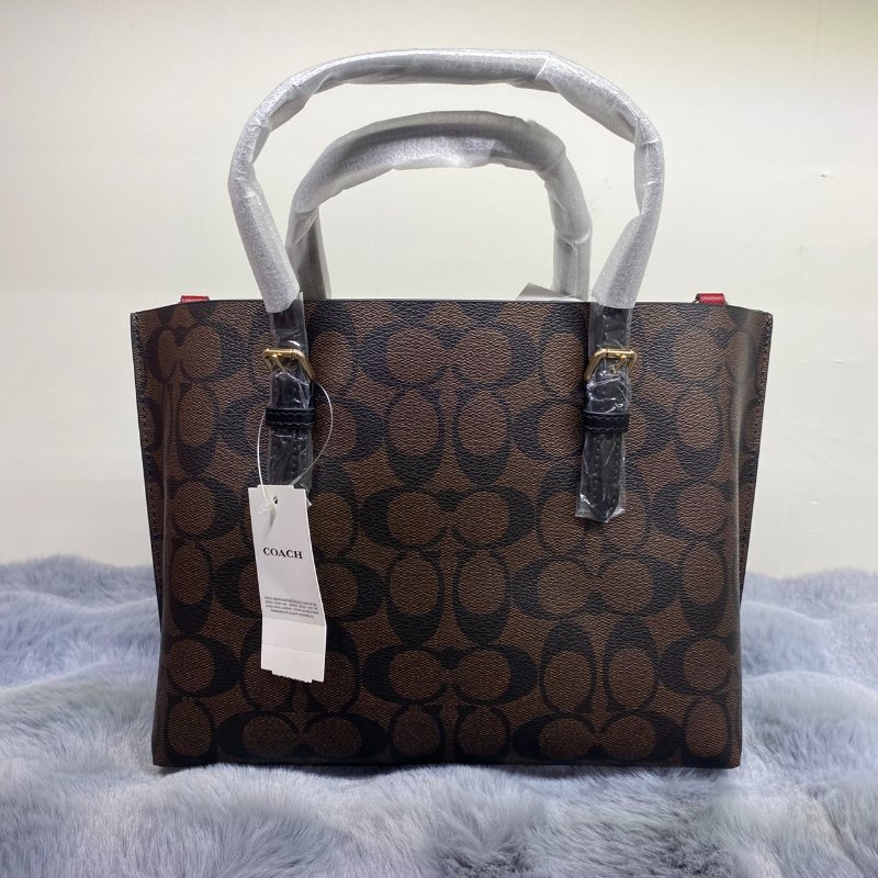 全新閒置品 Coach Mollie 滿版老花手提包(深咖)-4