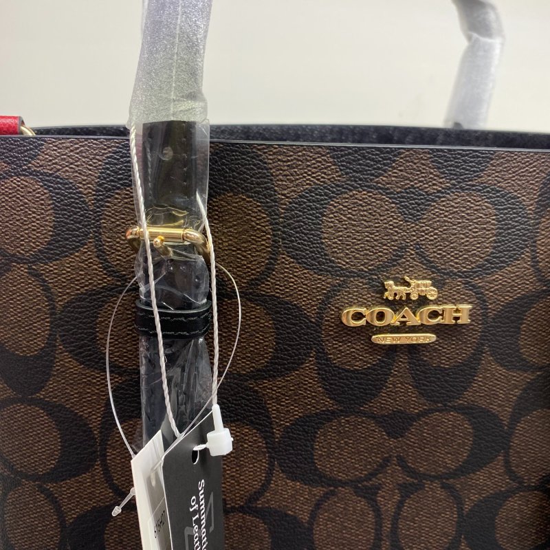 全新閒置品 Coach Mollie 滿版老花手提包(深咖)-5