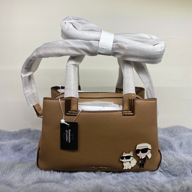 全新閒置品 KARL立體五金標手提側背包-(咖)-0