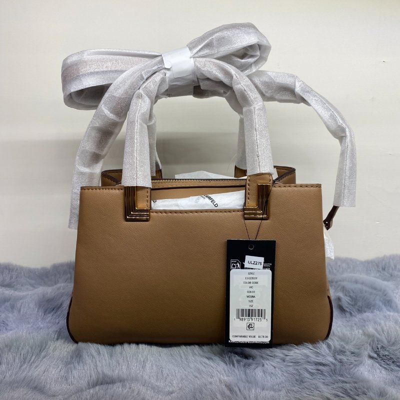 全新閒置品 KARL立體五金標手提側背包-(咖)-5