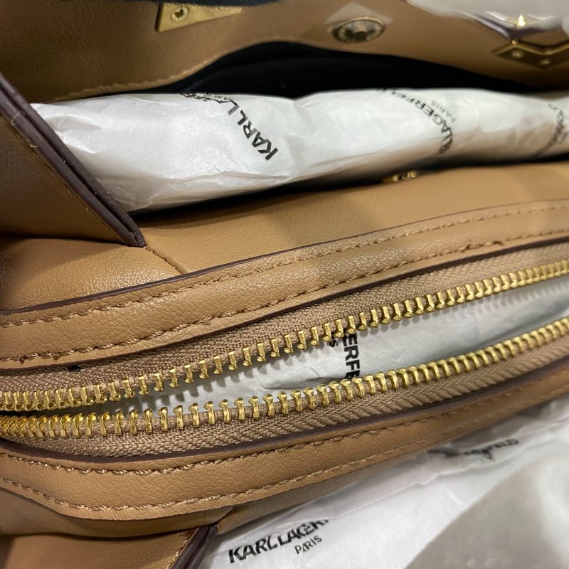 全新閒置品 KARL立體五金標手提側背包-(咖)-9