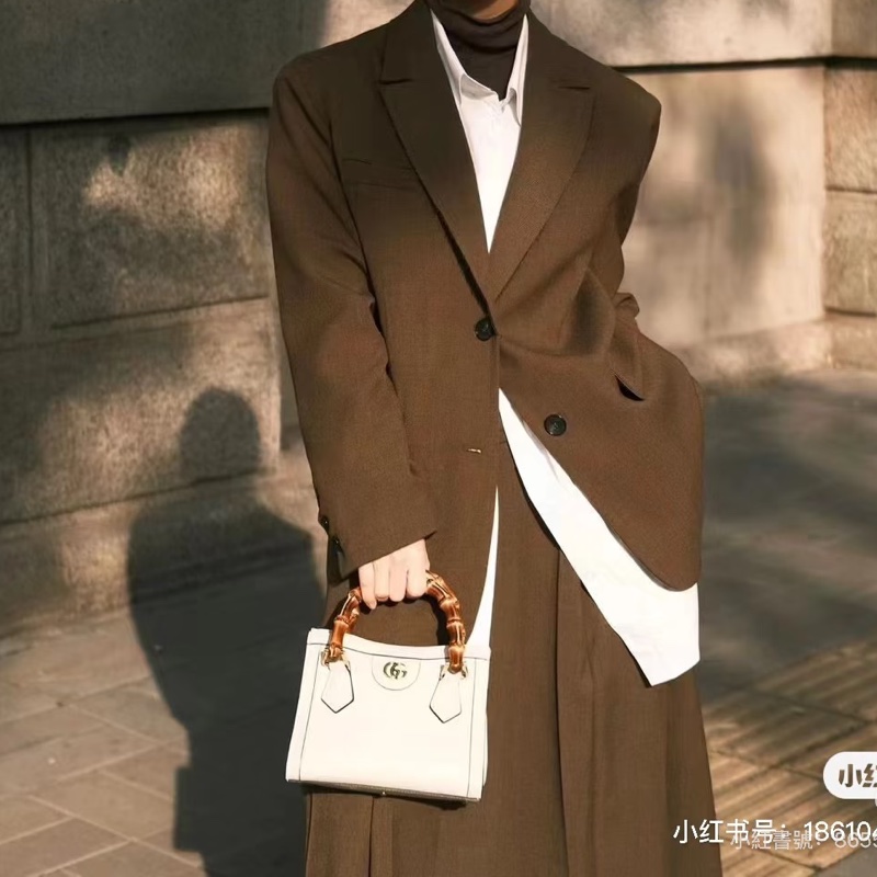 古馳竹節黛安那Gucci白色牛皮Diana Mini竹節包655661-1