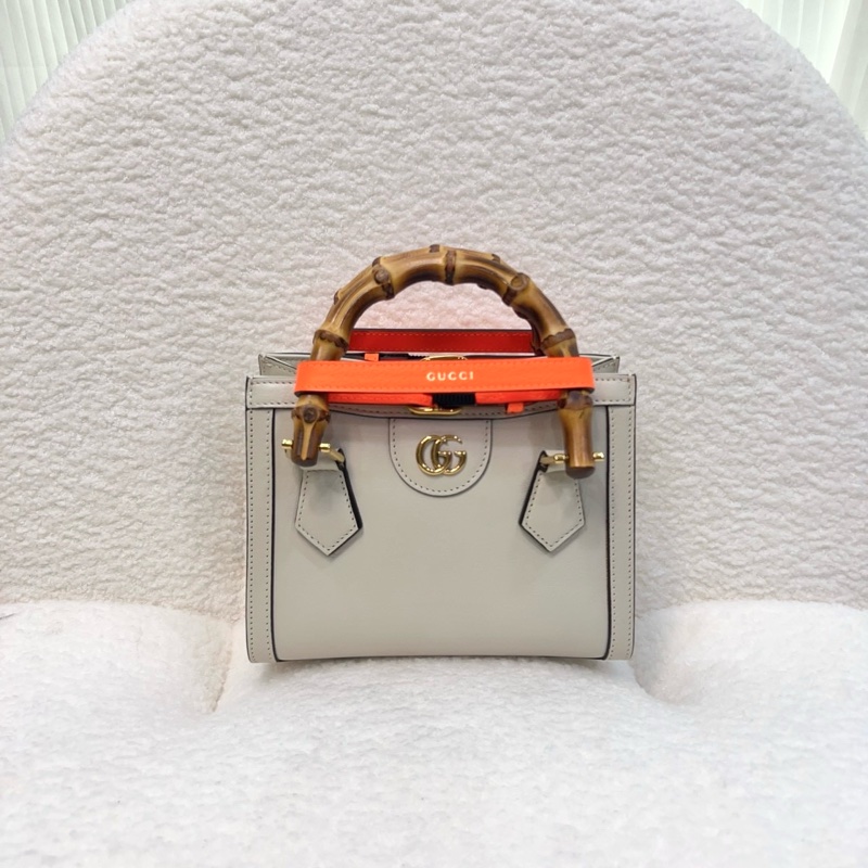 古馳竹節黛安那Gucci白色牛皮Diana Mini竹節包655661-7