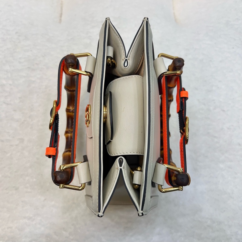 古馳竹節黛安那Gucci白色牛皮Diana Mini竹節包655661-21